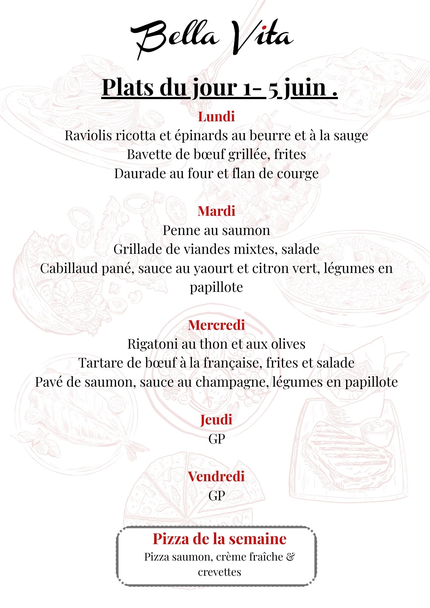 Menu du jour